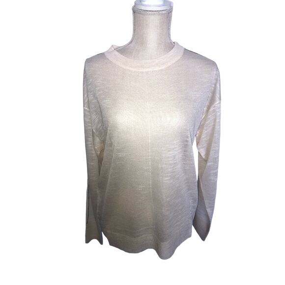Uniq Beige Contrast Stitch Lightweight Knit Top - M/L - Picture 1 of 6